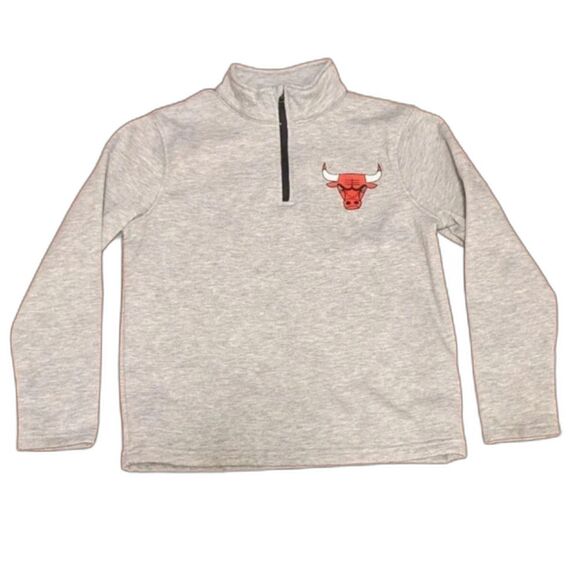 Chicago Bulls Boys Quarter Zip Gray Fleece, Size 8 - Picture 1 of 8